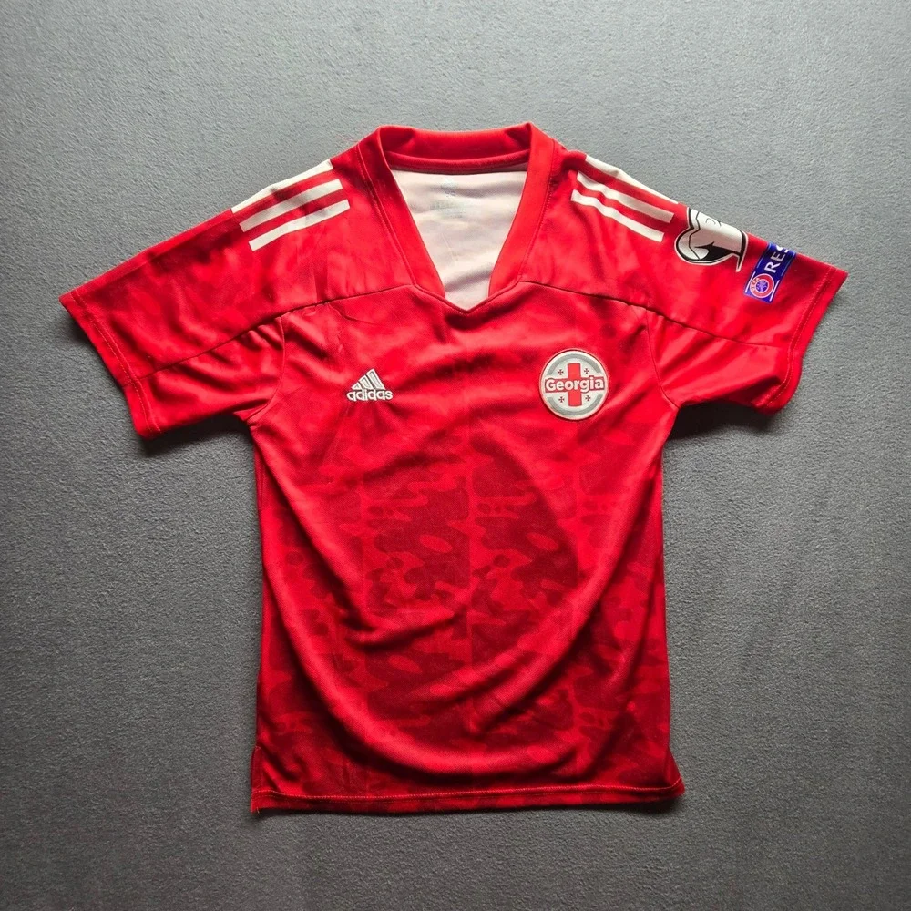 Adidas Georgia National Team Soccer Jersey Red Camo Aeroready Mens XS UEFA Patch